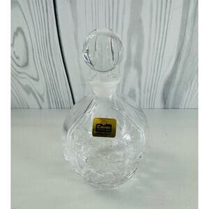 Vintage Cavan Irish Crystal Perfume Bottle Round and Dauber